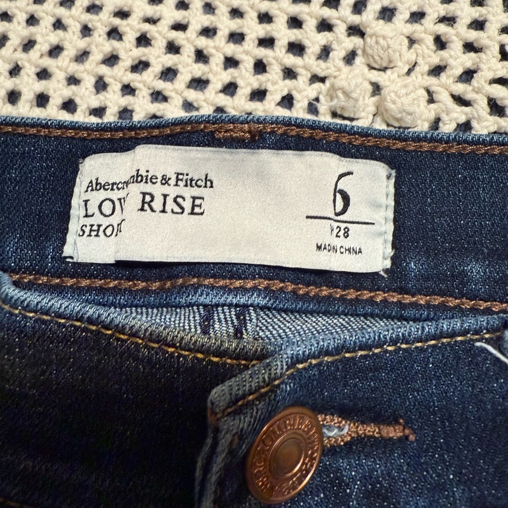 Abercrombie & Fitch Dark Blue Low Rise Denim Shorts - Picture 3 of 5